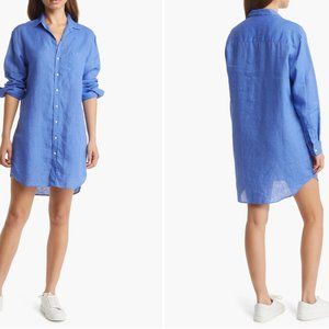 FRANK & EILEEN Mary Long Sleeve Linen Shirtdress in Blue Sz S